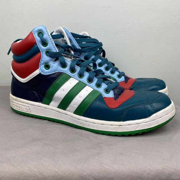 Adidas Top Ten Shoes Mens Size 12 Blue Green Red White High Top Basketball Retro - Picture 1 of 11